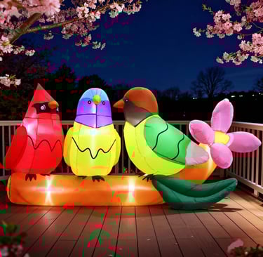 3 feet tall inflatable birds on deck
