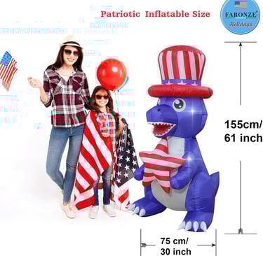 5' inflatable patriotic dinosaur