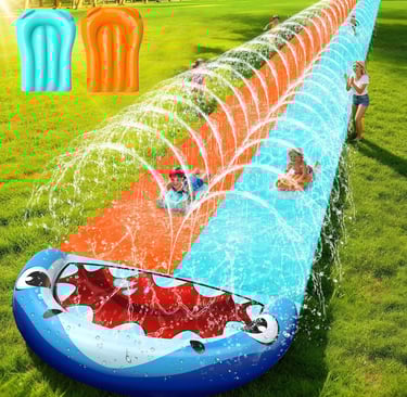 50FT Extra Long Slip Lawn Water Slide for Kids Adults, XXXL Giant Heavy Duty Outdoor Racing Slide To