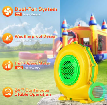 750W Bounce House Blower for Inflatables, 1HP Air Blower for Outdoor Bounce House, Water Slides, Air