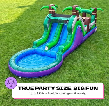 7ft Tall Inflatable Obstacle Course with Water Slide Dual Lane with Pool- 28ft Long, 100% PVC Vinyl,