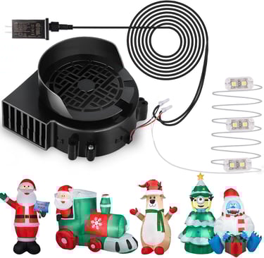 Air Blower Fan for Inflatables, 12V 0.8A Mini Airup Replacement Blower Fan with 1.0A Adapter and 3 L