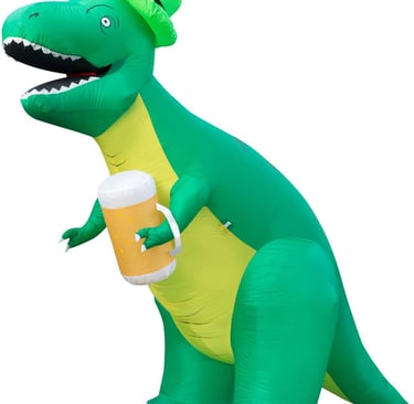 Inflatable dinosaur leprechaun