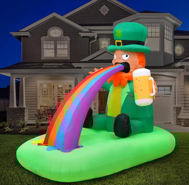 Inflatable leprechaun with rainbow 