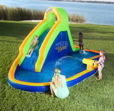 Blast Zone Hydro Rush - 19'x11' Inflatable Water Slide+Blower - Splash Area - Water Cannon - Climbin