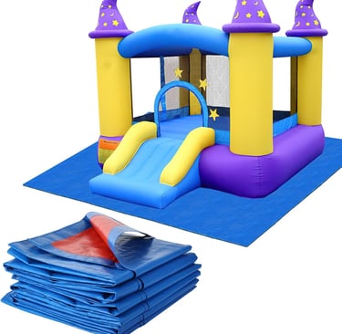 Bounce House Mat, 157.48 x 118 Inch Heavy-Duty Waterproof PE Inflatable Water Slide Bounce House Pad