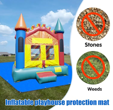 Bounce House Mat 197x118 Inch Heavy-Duty Waterproof PE Pad for 15ft Inflatable Bouncers, Jumping Cas