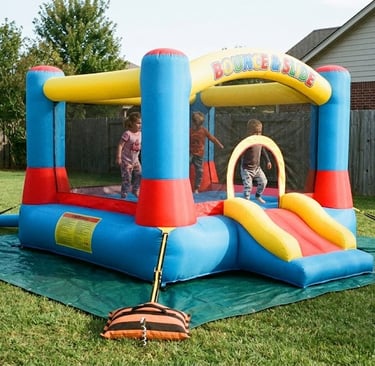 bounce house on ground tarp