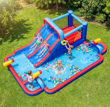 BOUNTECH Inflatable Water Slide Park, 21x13FT Mega Water Bounce House Jump Castle w&amp;amp;amp;#x2F;Dual Slides 