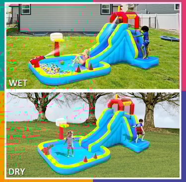 Bounwell Inflatable Water Slide, Blow Up Water Slide with Climbing Wall, Water Slide for Kids Backya
