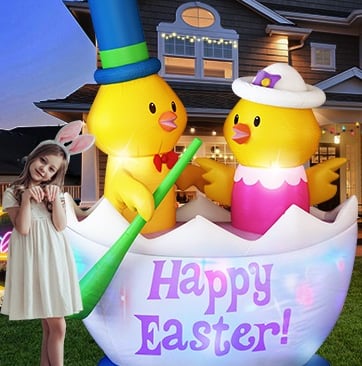 inflatable chicks in boat