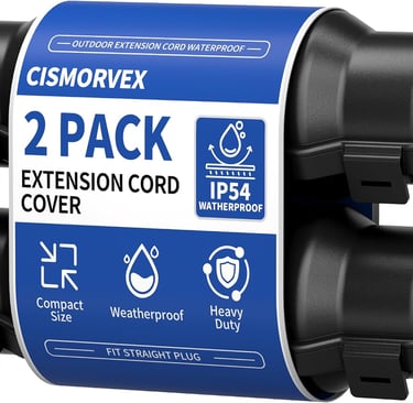 Cismorvex 2 Pack Outdoor Extension Cord Safety Cover with Waterproof Seal IP54 Water-Resistant, Weat