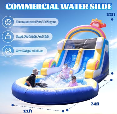 Commercial Water Slide for Adults (Double Slides&amp;amp;amp;amp;Big Splash Water Pool),100% PVC 24ft(L) Adult Infla