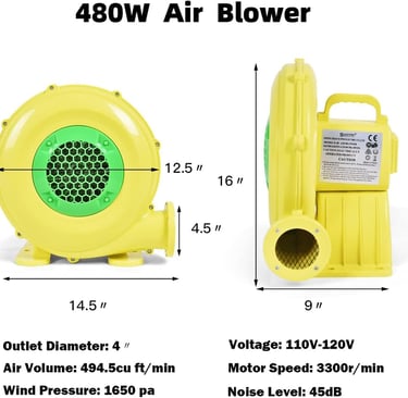 COSTWAY Bounce House Blower 480 Watt 0.64HP for Inflatable Bounce House Bouncy Castle