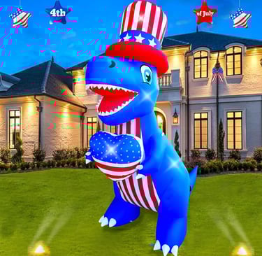 inflatable patriotic dinosaur