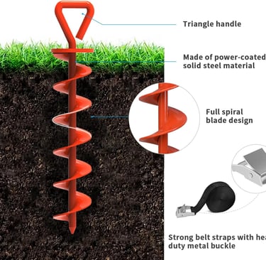 Eurmax USA 4 Pack Heavy Duty Ground Stakes,Industrial Grade Spiral Steel Screw-In Trampoline Anchors