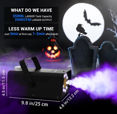 Fog Machine Theefun Smoke Machine 2500CFM 9 LED 12 Color Lights Portable 500ml Big Tank Capacity wit