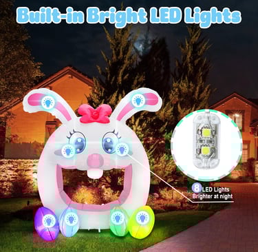 Easter inflatable with LED lights at night