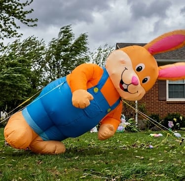Inflatable spring bunny in high wind