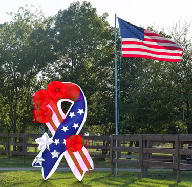inflatable patriotic decoration with flag in background