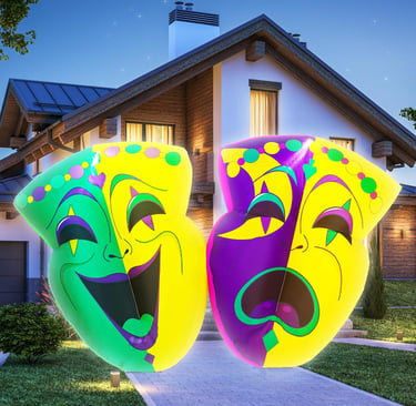 Inflatable Mardi Gras masks