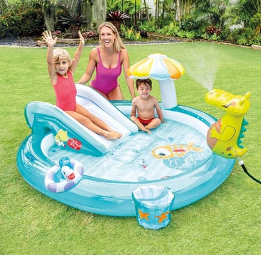 Intex Gator 6.6&amp;amp;amp;#x27; x 5.6&amp;amp;amp;#x27; x 4&amp;amp;amp;quot; Outdoor Inflatable Kiddie Pool Water Play Swim Center