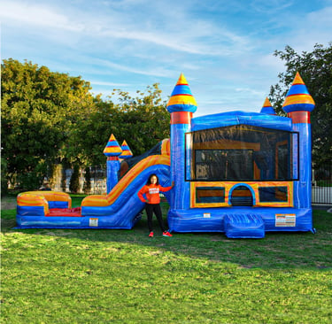 JumpOrange 13’ x 31’ x 15’ Melting Arctic Bounce House with Dual Lane Slide; 15oz Commercial Grade P