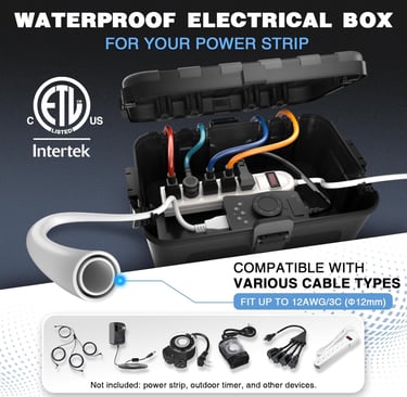Large Outdoor Electrical Box (12.5 x 8.5 x 5 inch), IP54 Waterproof Extension Cord Cover Weatherproo