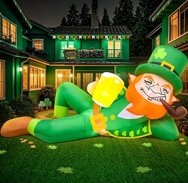 Inflatable leprechaun with beer mug