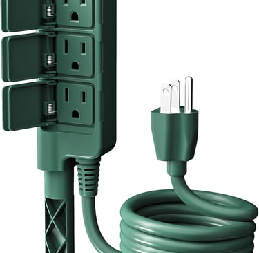 Outdoor Power Stake Waterproof with 6FT Long Extension Cord, 3 Grounded Outlets Yard Power Strip wit