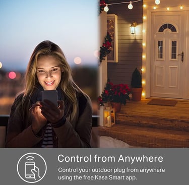 Outdoor Smart Plug, Smart Home Wi-Fi Outlet with 2 Sockets, IP64 Weather Resistance, Compatible with