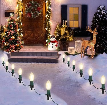 outdoor walkway lit using LED lights