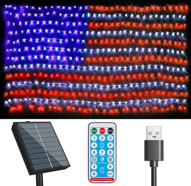 Solar powered LED flag display