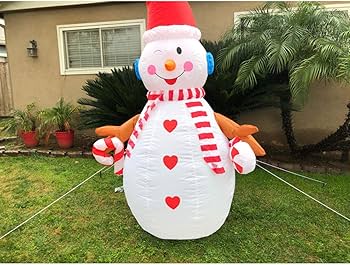 properly secured inflatable Snowman