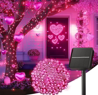 solar powered pink lights for Valentine's Day