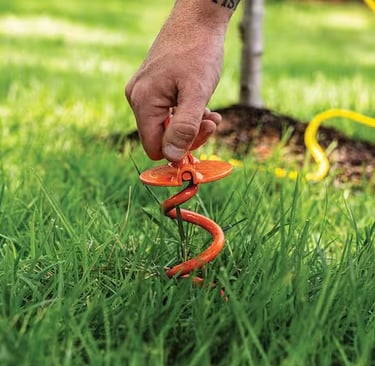 spiral ground stake with steel ring