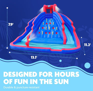 Sunny &amp;amp;amp;amp; Fun Ultra Climber Inflatable Water Slide Park – Heavy-Duty for Outdoor Fun - Climbing Wall, 