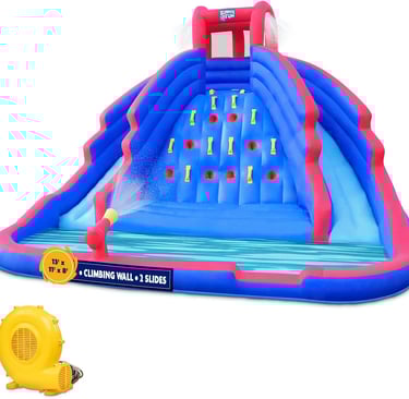 Sunny & Fun Ultra Climber Inflatable Water Slide Park – Heavy-Duty for Outdoor Fun - Climbing Wall, 