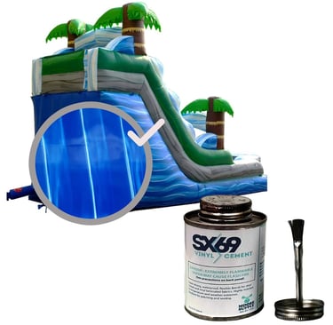 SX-69 Vinyl Repair Kit for Inflatables, Blue Marble, 15oz Heavy Duty PVC Patch Roll 12 x 60 Inch and
