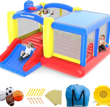 [Upgrade Version] PicassoTiles KC102 12x10 Foot Inflatable Bouncer Jumping Bouncing House, Jump Slid
