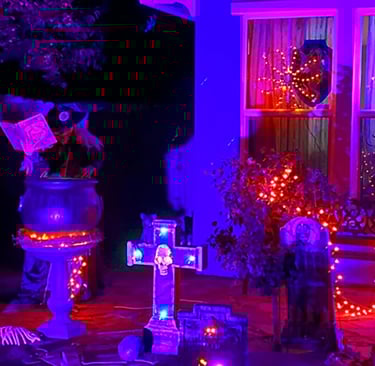 Using blacklight outdoors for Halloween