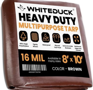 WHITEDUCK 8' x 10' Super Heavy Duty Poly Tarp Thick 16 Mil