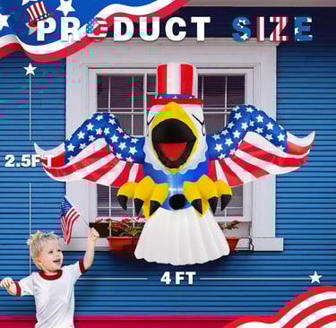 patriotic inflatable eagle on window