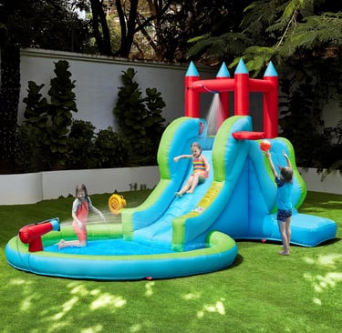 Yaheetech Inflatable Kids Water Slide, 5-in-1 Outdoor Blow Up Slide for Kids Aged 3-8 with Water Can