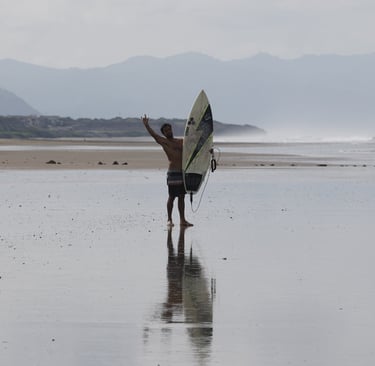 Surfer saying hello to the camera