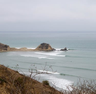 View of surfing spot from a far