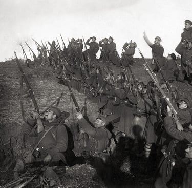 Bulgarian soldiers in a trench during WW1