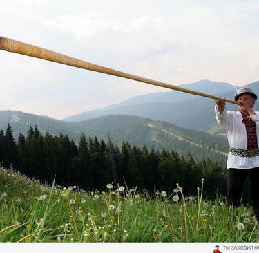 The Ukrainian Trembita is an unique mountain horn that can be heard for many miles.