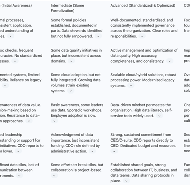 Table: Organizational Data Maturity & CDO Readiness Checklist