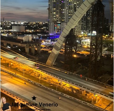 a construction site May 2023 of a bridge spanning a the city of Miami by Jacqueline Venerio 